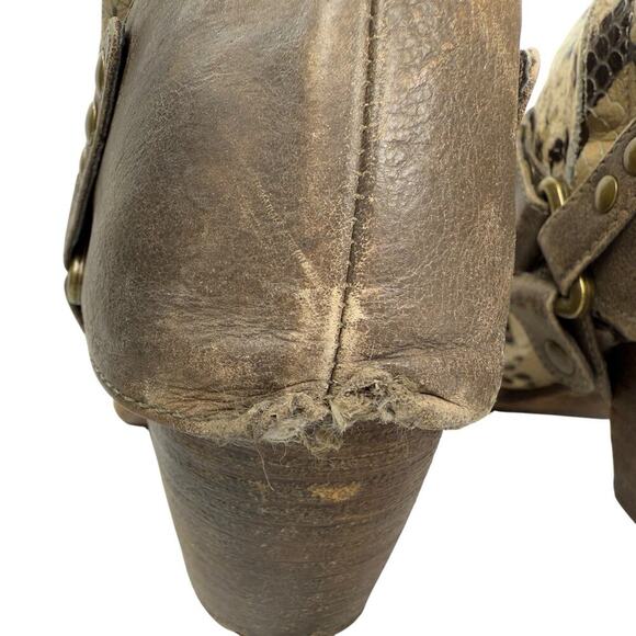 Matisse Caty Harness Cowboy Boots Snake Skin Leather Shirt Ankle Booties Size 7 - Picture 6 of 9